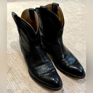 Tecovas black cowhide cowgirl boots